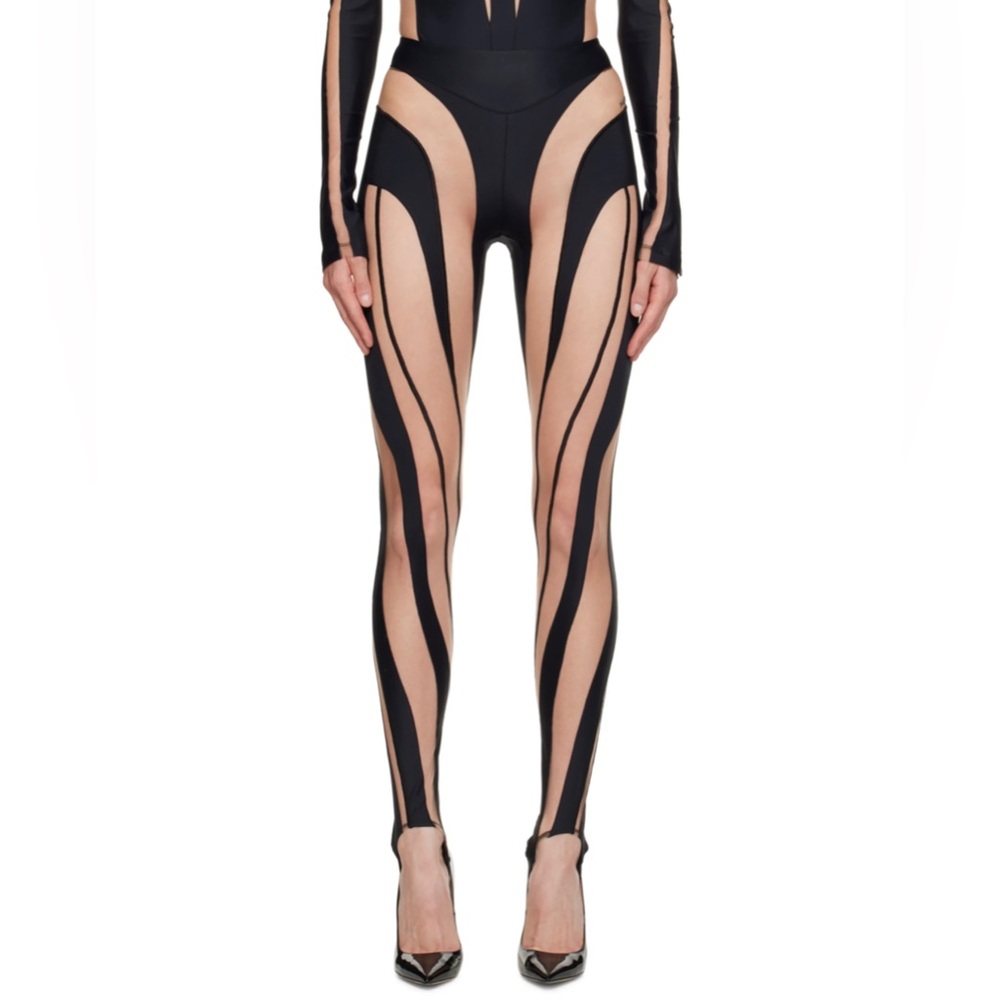 NWT Mugler Sheer Spiral Pants Black size 2